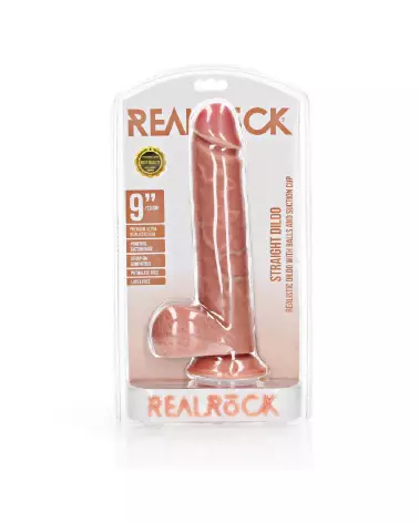 Dildo réaliste RealRock by Shots avec ventouse et testicules, 23 cm-2