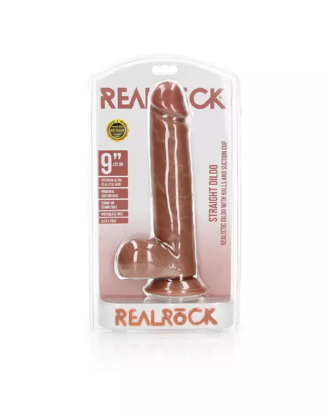 Dildo réaliste RealRock avec ventouse et testicules pour une expérience authentique-2