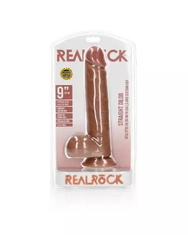 Dildo réaliste RealRock avec ventouse et testicules pour une expérience authentique-2
