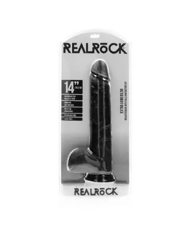 Image du Sextoy Réaliste Extra Large Noir 35,5 cm avec Testicules par RealRock-2