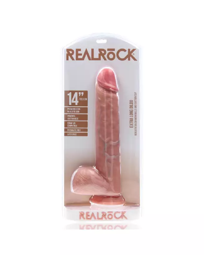 Image du dildo RealRock Extra Large Straight with Balls 14 inch Flesh - Sextoy réaliste-2