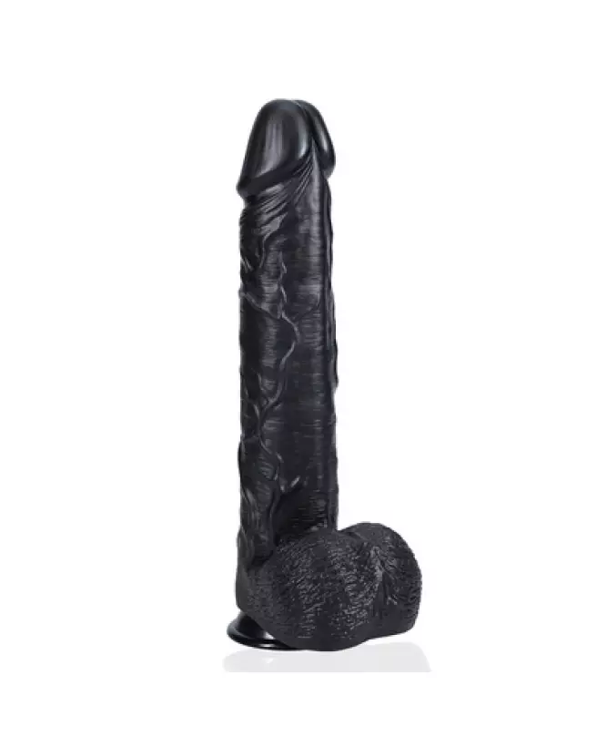Extra Large Straight with Balls 15 / 38 cm Black de RealRock, sextoy réaliste haut de gamme-1