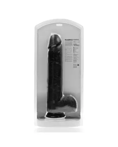 Extra Large Straight with Balls 15 / 38 cm Black de RealRock, sextoy réaliste haut de gamme-3