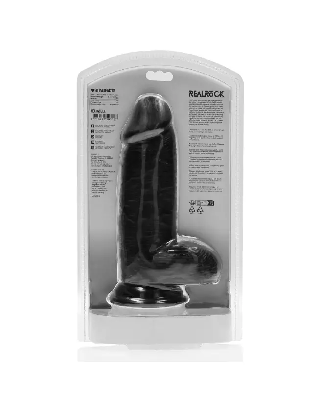 Dildo réaliste noir avec testicules RealRock by Shots 20,3 cm-3