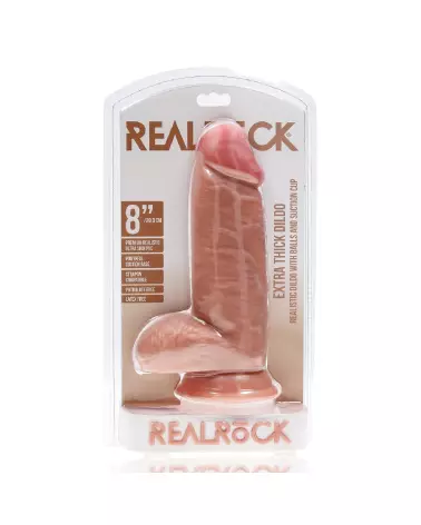 Image du dildo réaliste Extra Thick Straight with Balls 8 pouces Flesh de RealRock by Shots-2