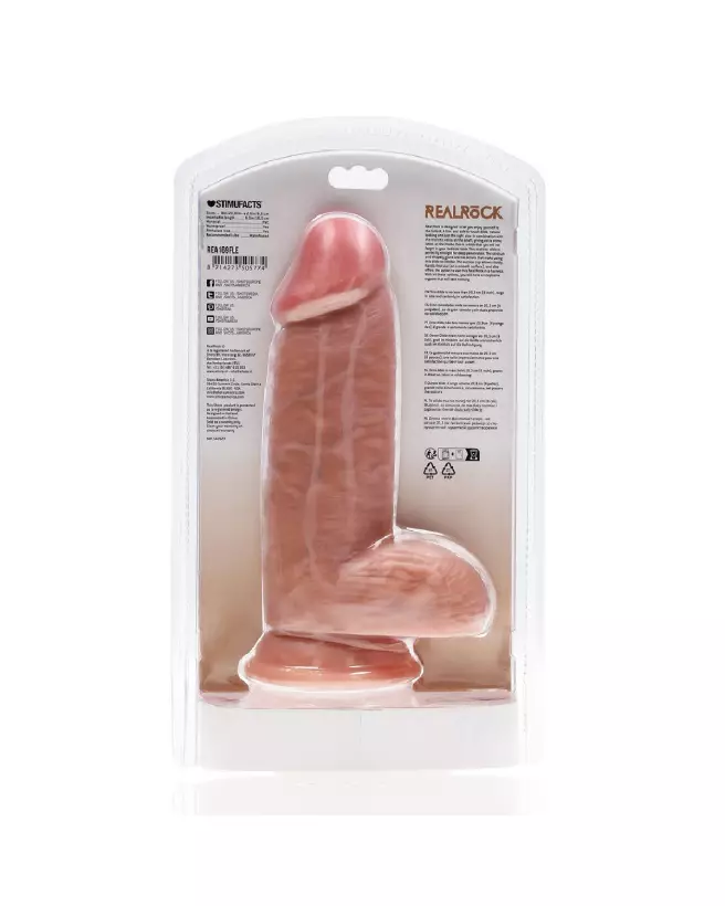 Image du dildo réaliste Extra Thick Straight with Balls 8 pouces Flesh de RealRock by Shots-3