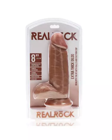Image du dildo Extra Thick Straight with Balls 20.3 cm Tan de RealRock by Shots-2