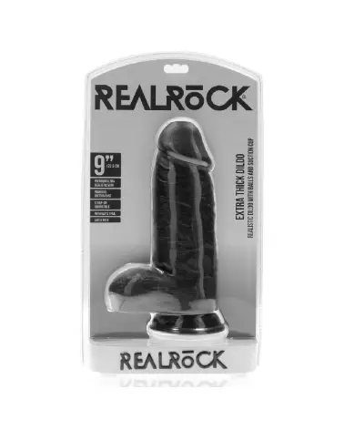 Image du sextoy Extra Thick Straight with Balls 9 inch Black de RealRock by Shots-2