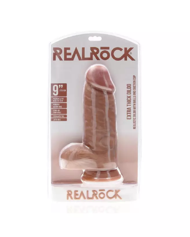 Image du Sextoy Extra Thick Straight with Balls 9 / 23 cm Tan de RealRock by Shots-2