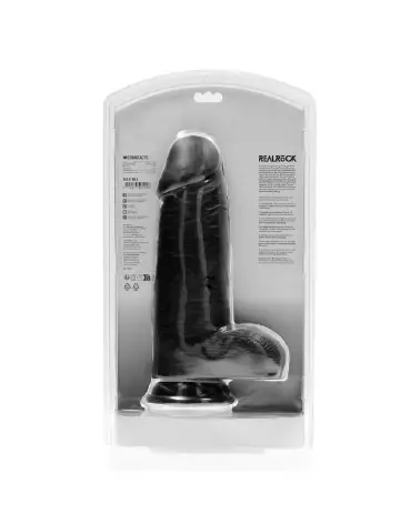 Extra Thick Straight with Balls 10 inch Black Realistic Dildo by RealRock-3