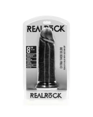 Dildo Réaliste Noir Extra Épais 8 Pouces de RealRock by Shots-2
