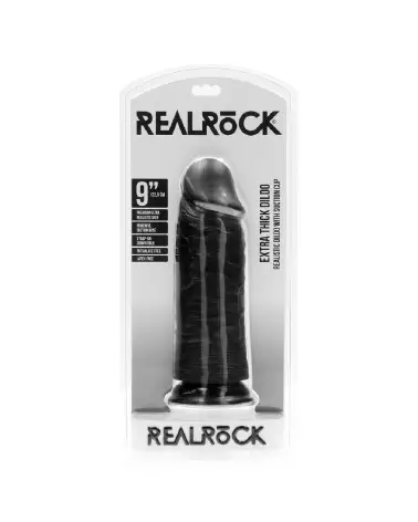 Extra Thick Straight 23 cm Noir Sextoy Réaliste RealRock by Shots-2