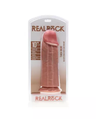 Dildo réaliste extra épais 10 pouces RealRock by Shots en silicone couleur chair-2
