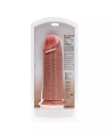 Dildo réaliste extra épais 10 pouces RealRock by Shots en silicone couleur chair-3