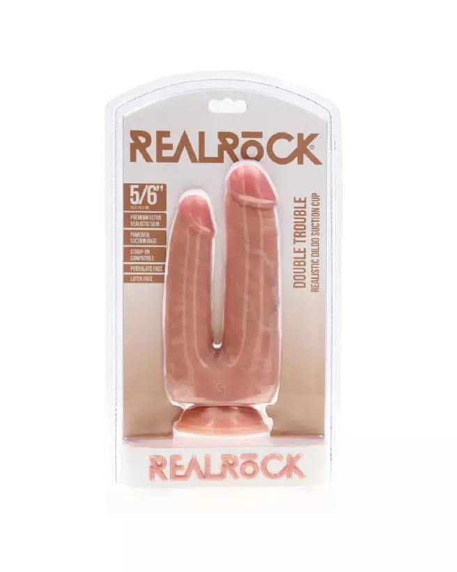 Double Trouble Dildo RealRock by Shots en chair, sextoy réaliste double extrémité-2