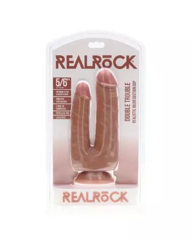 Double Trouble Dildo 5/6 12.7/15.2 cm Tan RealRock by Shots Sextoys Réalistes-2