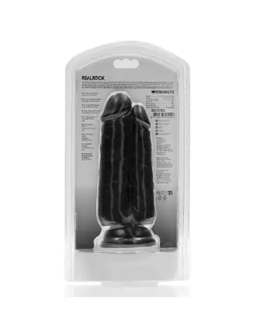 Image du Dildo Two in One Noir RealRock by Shots - Texture Réaliste et Design Ergonomique-3