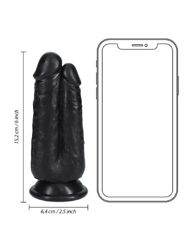 Image du Dildo Two in One Noir RealRock by Shots - Texture Réaliste et Design Ergonomique-6