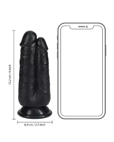 Image du Dildo Two in One Noir RealRock by Shots - Texture Réaliste et Design Ergonomique-6