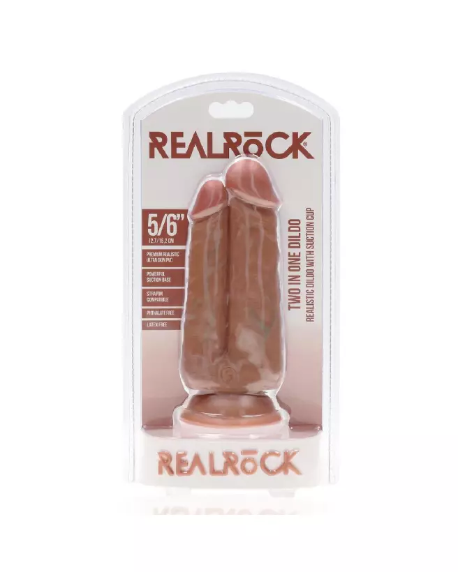 Image du Dildo Two in One 5/6 12,7/15,2 cm Tan de RealRock, sextoy réaliste et polyvalent-2