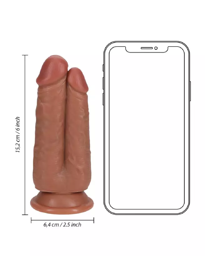 Image du Dildo Two in One 5/6 12,7/15,2 cm Tan de RealRock, sextoy réaliste et polyvalent-6