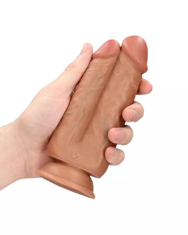 Image du Dildo Two in One 5/6 12,7/15,2 cm Tan de RealRock, sextoy réaliste et polyvalent-7