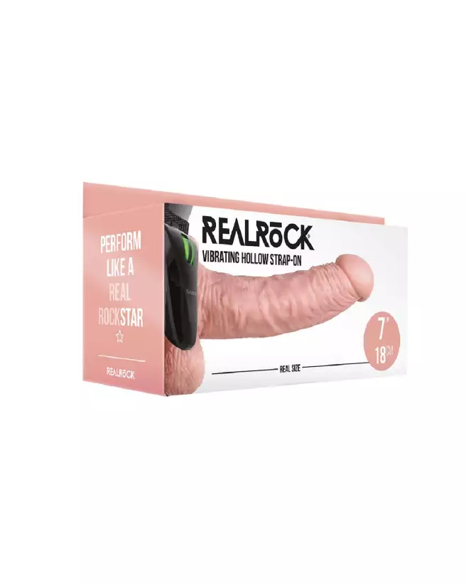 Vibrating Hollow Strap-On with Balls 7 Inch RealRock by Shots, Gode Ceinture pour Hommes-2
