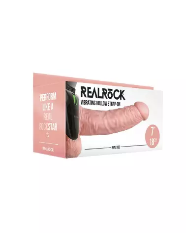 Vibrating Hollow Strap-On with Balls 7 Inch RealRock by Shots, Gode Ceinture pour Hommes-2