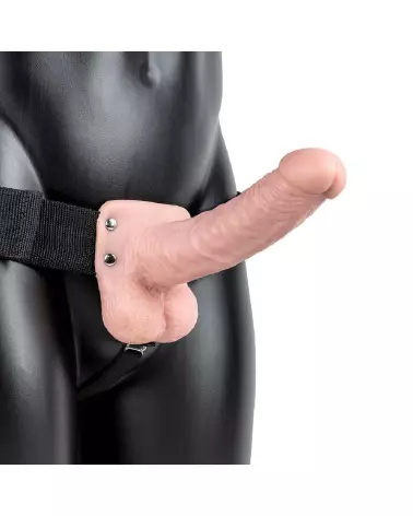 Vibrating Hollow Strap-On with Balls 7 Inch RealRock by Shots, Gode Ceinture pour Hommes-3