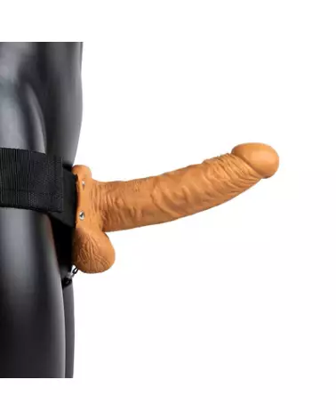 Image du Vibrating Hollow Strap-On avec Testicules de RealRock, gode ceinture creux vibrant pour hommes-1