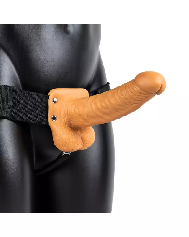 Image du Vibrating Hollow Strap-On avec Testicules de RealRock, gode ceinture creux vibrant pour hommes-3