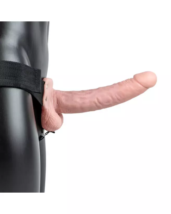 Gode ceinture vibrant RealRock Hollow avec testicules 9 pouces 23 cm pour hommes-1