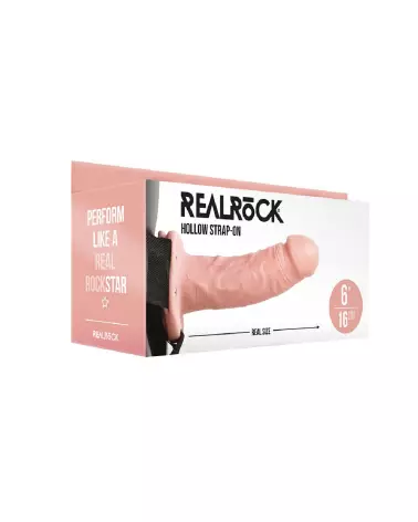 Hollow Strap-On 6 Inch de RealRock by Shots pour Hommes sans Testicules-2