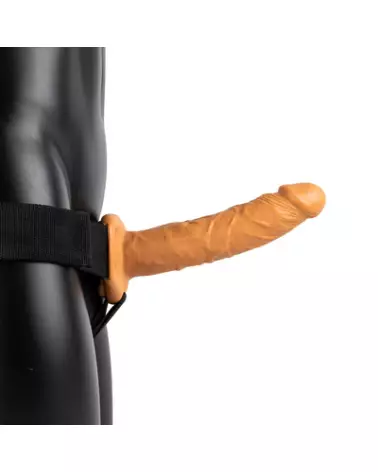 Vibrating Hollow Strap-On RealRock sans Testicules, Gode Ceinture Vibrant Homme-1