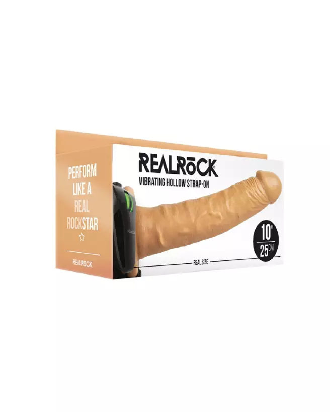Vibrating Hollow Strap-On RealRock 10 pouces sans testicules-2