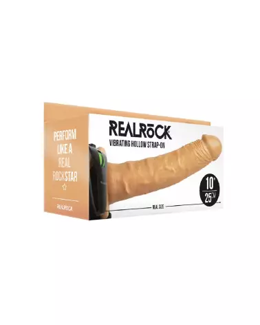 Vibrating Hollow Strap-On RealRock 10 pouces sans testicules-2
