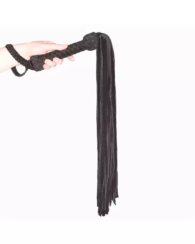 Fouet Leather Suede Flogger noir de Prowler Red pour BDSM-3