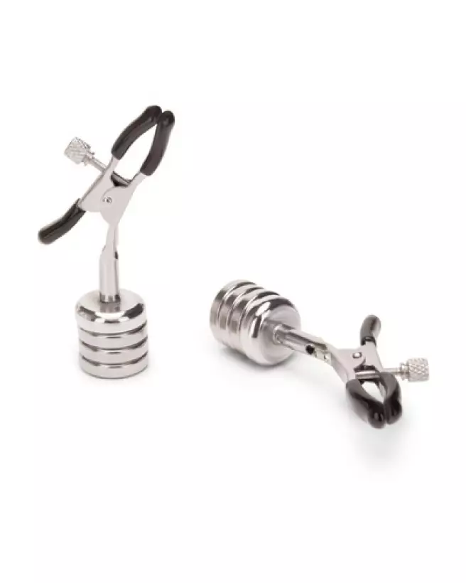 Prowler Red Nipple Clips with Magnetic Weights in Silver for BDSM Play-1