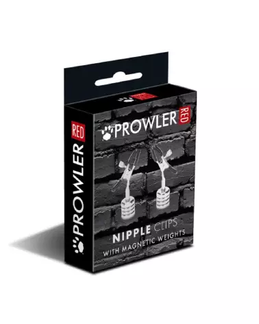 Prowler Red Nipple Clips with Magnetic Weights in Silver for BDSM Play-2