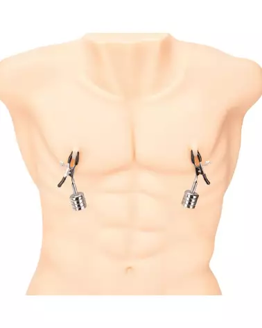 Prowler Red Nipple Clips with Magnetic Weights in Silver for BDSM Play-4