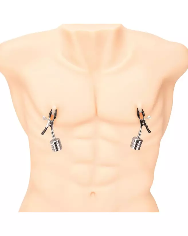 Prowler Red Nipple Clips with Magnetic Weights in Silver for BDSM Play-5