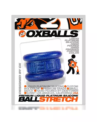 Neo Short Ballstretcher Blueballs d'Oxballs en silicone pour amélioration masculine et confort optimal-2