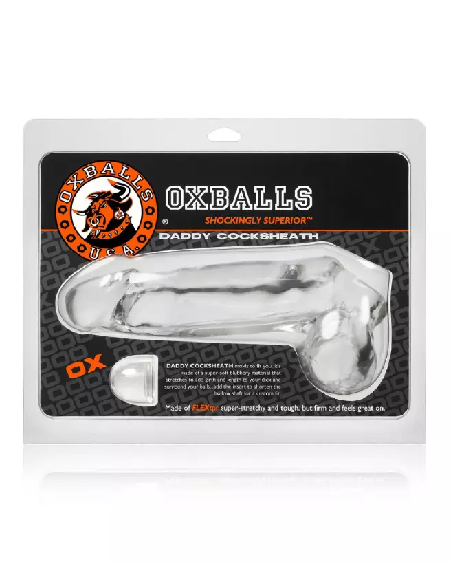 Daddy Bluberry Cocksheath Clear de Oxballs, gaine pénienne en silicone transparent-2