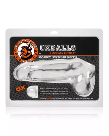 Daddy Bluberry Cocksheath Clear de Oxballs, gaine pénienne en silicone transparent-2
