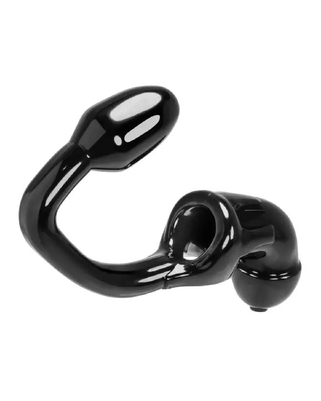 Image du Tailpipe Chastity Asslock and Cocklock par Oxballs en noir, dispositif de chasteté premium-3