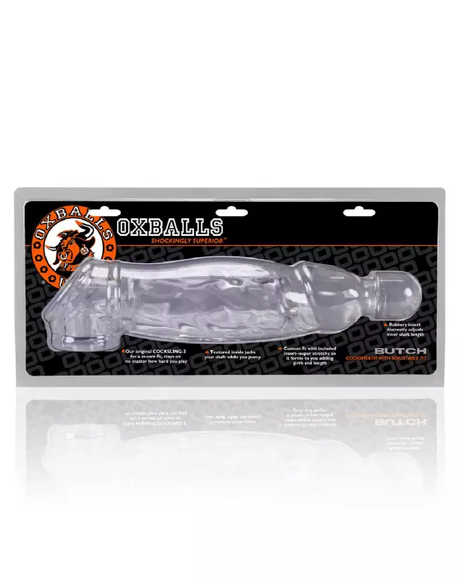Image de la gaine pour pénis Butch Veiny Cocksheath Clear d'Oxballs, manchon réaliste et confortable-2
