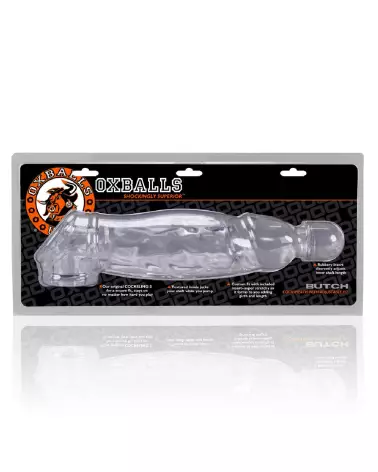 Image de la gaine pour pénis Butch Veiny Cocksheath Clear d'Oxballs, manchon réaliste et confortable-2
