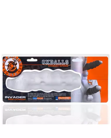 Image du Cocksheath Invader Humpy Open-Ended Clear Ice de Oxballs, gaine pour pénis transparente et flexible-2