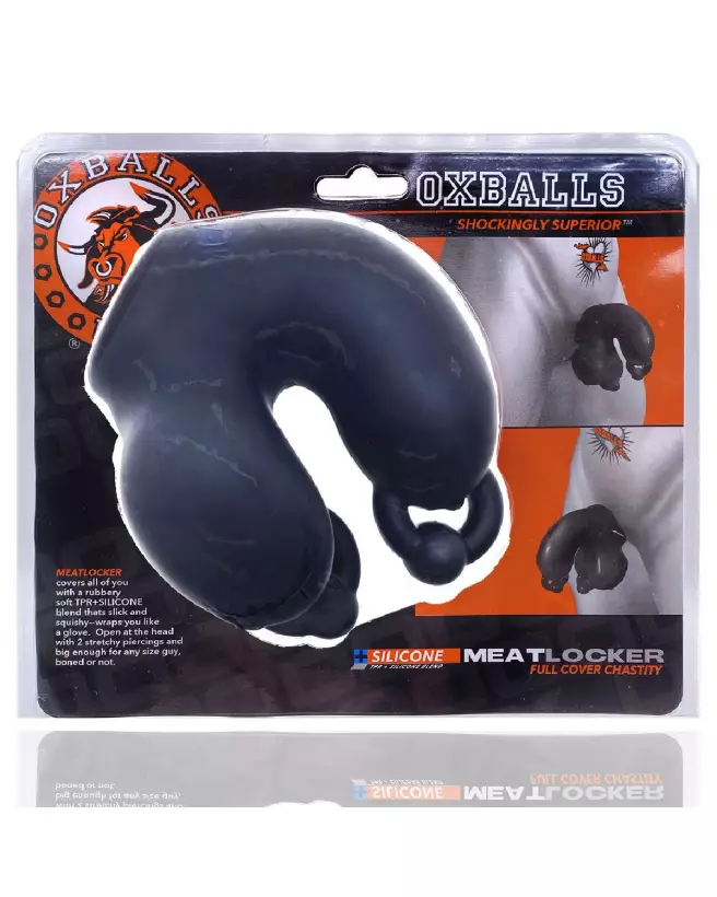 Image de la cage de chasteté Meatlocker Black Ice d'Oxballs, design discret et durable pour contrôle sécurisé-2
