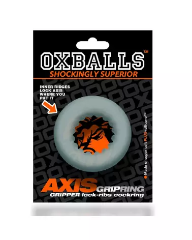 Image du Cockring Oxballs Axis Inner Ribbed Griphold en Clear Ice, conçu pour confort et performance optimale-2